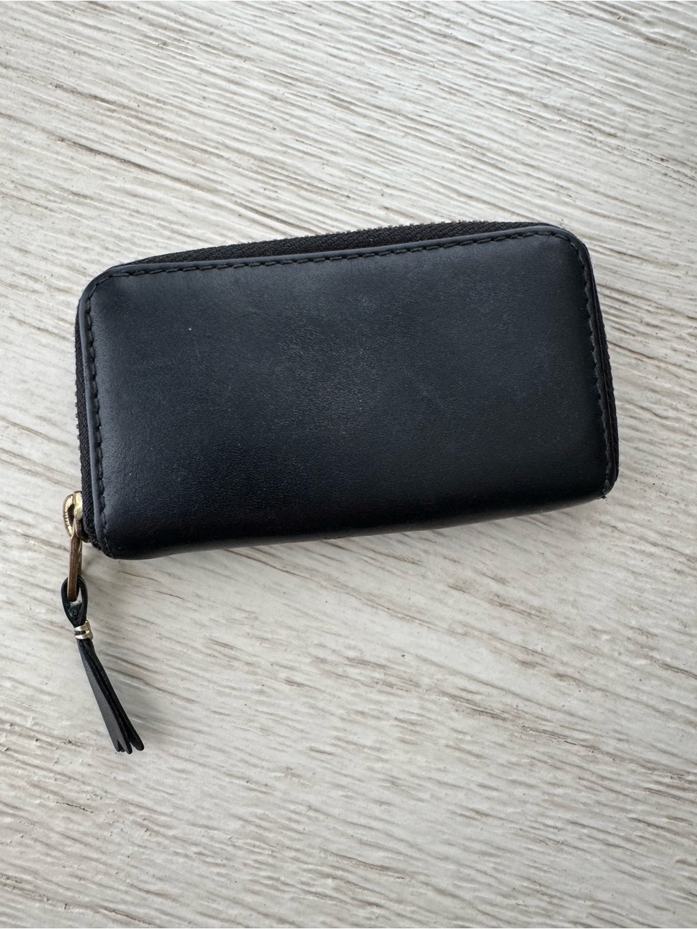 Comme Des Garcons Small Black Leather Zip Coin Wallet